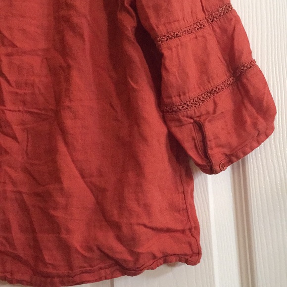 Hinge 3/4 Sleeve Orange Boho Shirt - Picture 7 of 8